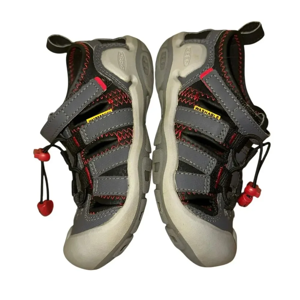 Keen‎ Knotch Creek Kids Sandals Size 12 Gray Red Outdoor Water